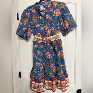 Joie Blue Floral Dress with Belt